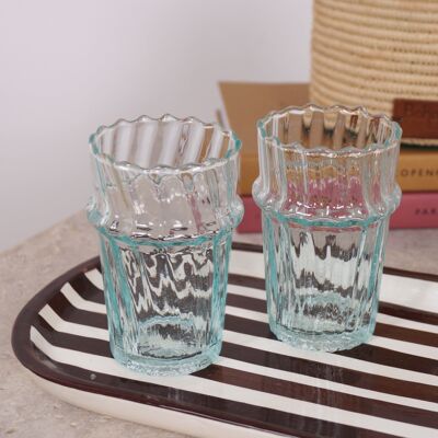 Vasos de cristal acanalados redondeados Beldi de 9,5 cm - Juego de 6