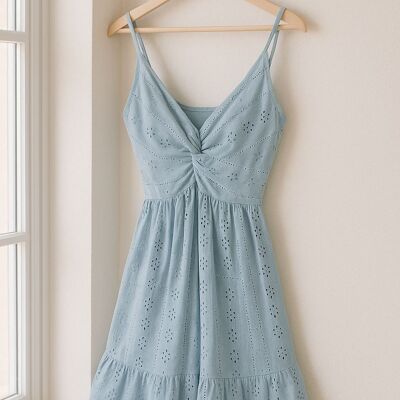 VESTIDO CORTO TIRANTES INDINA AZUL CELESTE