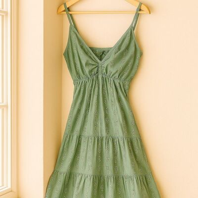 ROBE COURTE INDINA VERTE À BRETELLES