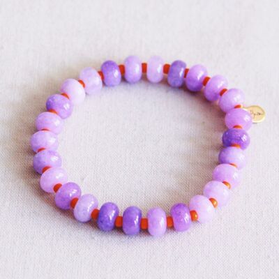 Pulsera elástica de piedras preciosas - lila/naranja