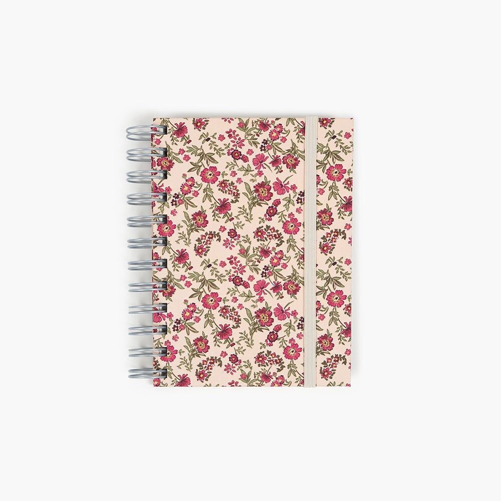 Quaderno Wyro A6 con copertina rigida, fogli bianchi, motivo floreale con rose