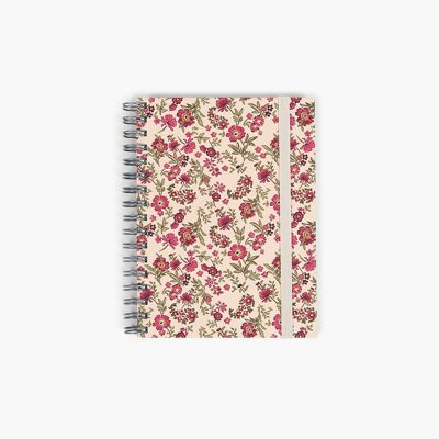 Carnet Wyro A6 à couverture souple avec feuilles quadrillées - Motifs floraux roses