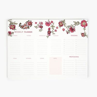 Agenda hebdomadaire à motifs floraux et roses