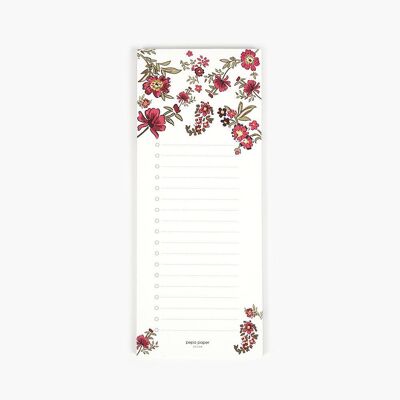 Liste de courses de roses florales
