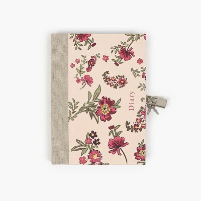 Journal intime verrouillable à motif de roses florales