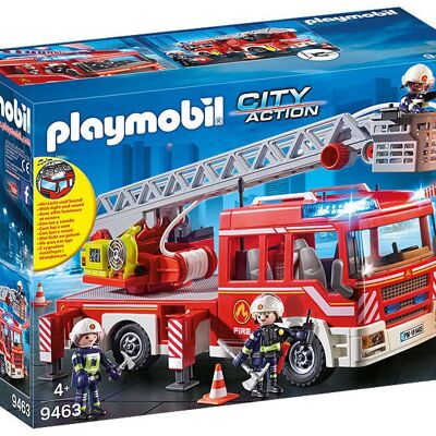 Playmobil 9463 - Camión de bomberos con escalera y cesta extensible - Juguetes para bebés y niños - A partir de 4 años