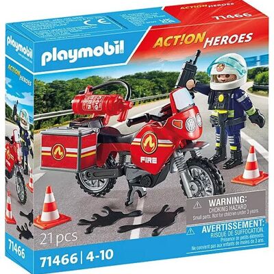 Playmobil 71466 Bombero con figura de moto - Juguetes para bebés y niños - A partir de 4 años