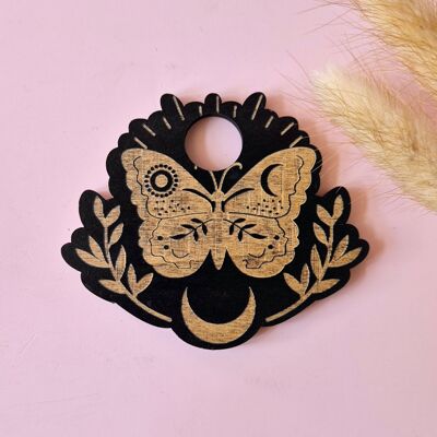 Portabolas de madera con piedras preciosas – Mariposa y Luna