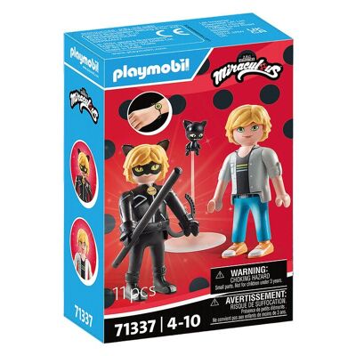 Playmobil 71337 Miraculous : Figurine Adrien et Chat Noir - Jouets pour bébés et enfants - 4 ans et plus