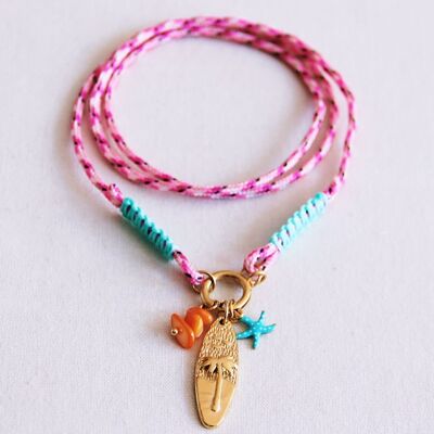 Collar de surf con charms - rosa/menta