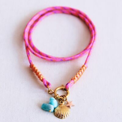 Collana surf con ciondoli - rosa/arancione
