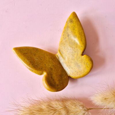 Papillon en pierre précieuse 6x5 cm – Jade jaune