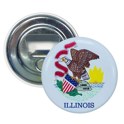 Bottle opener magnet - Illinois State Flag - USA