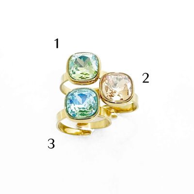 Bague cristal en verre teinté