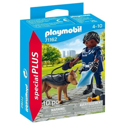 Playmobil 71162 Playmobil Special Plus Figura de policía con perro rastreador - Juguetes para bebés y niños - Edad 4+