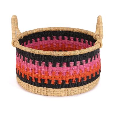 DELADEM: Medium Pink, Orange & Black Floor Storage Basket