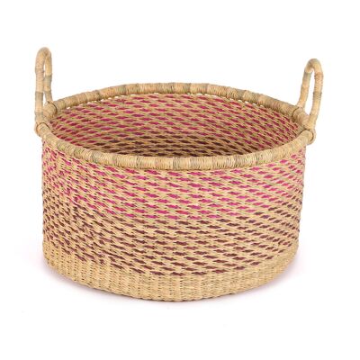 ANAFO: Cesta de almacenamiento de suelo mediana de color rosa y marrón