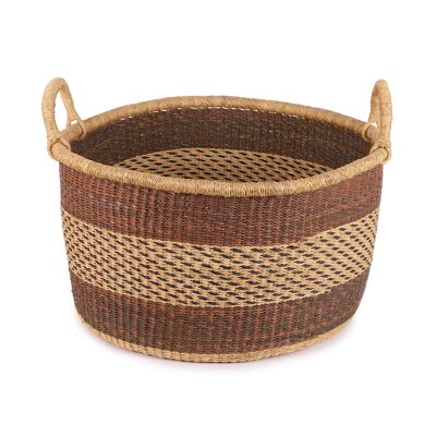 AWUISI: Large Brown & Black Floor Storage Basket