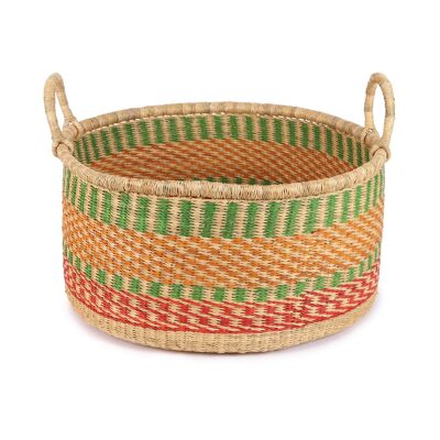 ISIASI: Cesta grande para almacenamiento en el suelo, de color verde, amarillo y rojo