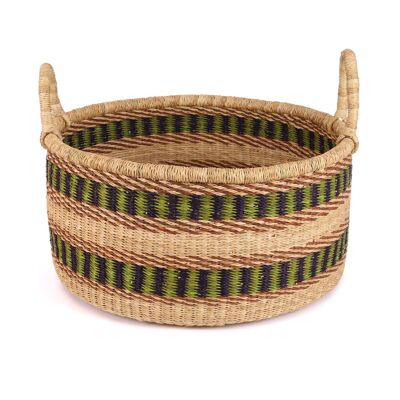 KOTOKYI: Large Green, Navy & Brown Floor Storage Basket