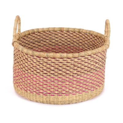 KURWA: Medium Pink &, Brown Floor Storage Basket