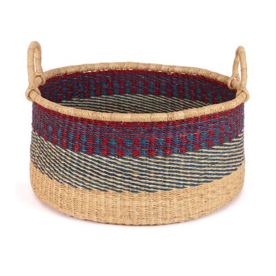 MUMFORD: Cesta de almacenamiento de suelo mediana en color granate y azul