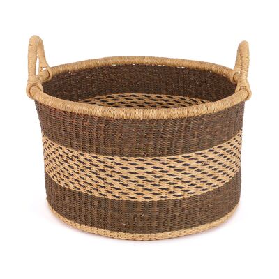 MENSAKROM: Cesta de almacenamiento de suelo mediana marrón y negro