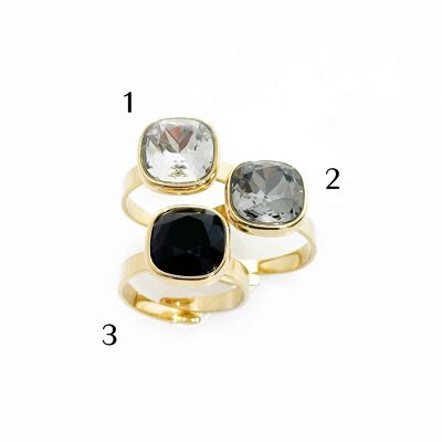 Bague cristal en verre teinté