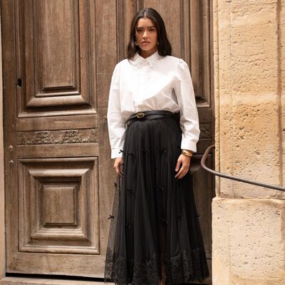 Gonna in tulle Mélina con fiocchi e ricami - CK08387