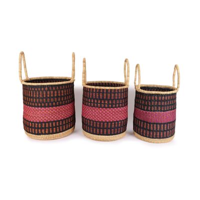 ANSAH : Panier à linge ou à bûches rose, marron et noir