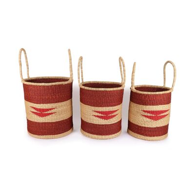 HERNE: Cesta para ropa sucia en forma de tronco, color marrón, natural y rojo