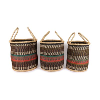 MOREE: Cesta para ropa sucia con forma de tronco, color negro, rojo y azul