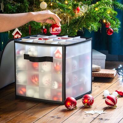 CKB Ltd - Caja de almacenamiento para adornos navideños con compartimentos transparentes