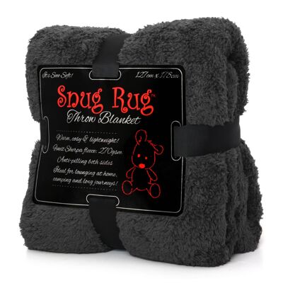 Manta acogedora de lujo de forro polar sherpa para sofá o TV, 127 x 178 cm, color gris pizarra