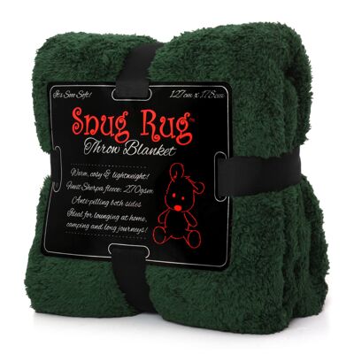 Manta acogedora de lujo de forro polar sherpa para sofá o TV, 127 x 178 cm, color verde carrera