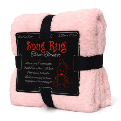 Manta acogedora de lujo de forro polar sherpa para sofá o TV, 127 x 178 cm, color rosa cuarzo