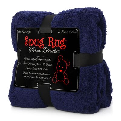 Manta acogedora de lujo de forro polar sherpa para sofá o TV, 127 x 178 cm, color azul marino
