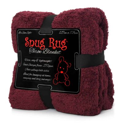 Manta acogedora de lujo de forro polar sherpa para sofá o TV, 127 x 178 cm, color rojo morera