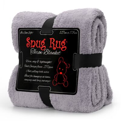 Manta acogedora de lujo de forro polar sherpa para sofá o TV, 127 x 178 cm, color gris lila