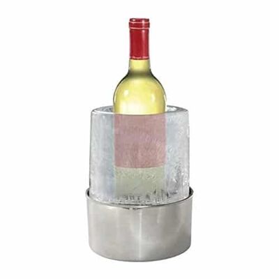 Cubo enfriador de hielo con diseño propio para botellas de vino, hecho de hielo natural.