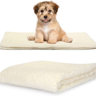 Mantas para mascotas Snug Rug - Manta polar Sherpa para perros y gatos - Pequeña (88 x 60 cm), color crema