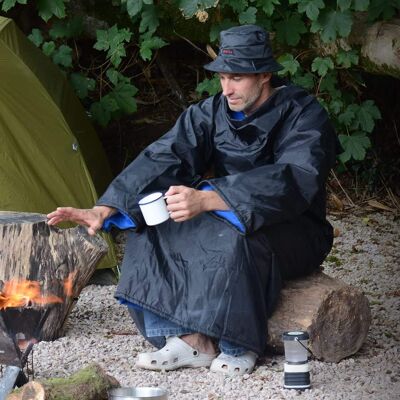 Coperta impermeabile per esterni Snug-Rug blu, in pile polare, per festival, campeggio, sedia a rotelle, con maniche