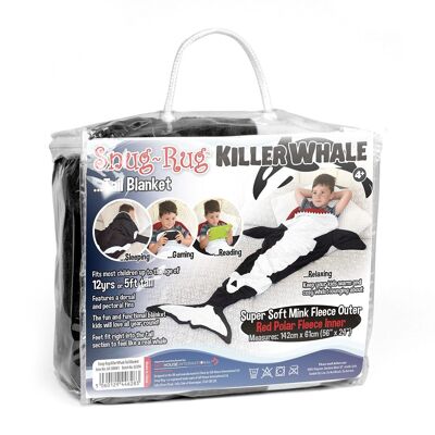 Manta cómoda con forma de cola de ballena asesina para niños, regalo novedoso y portátil