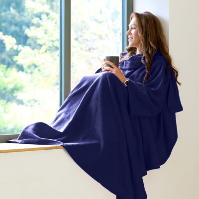 Manta polar acogedora Snug Rug con mangas y un práctico bolsillo - AZUL MARINO