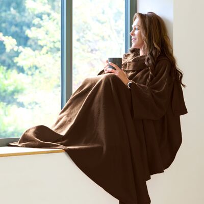 Manta polar acogedora Snug Rug con mangas y un práctico bolsillo - Marrón chocolate GH-SCA6