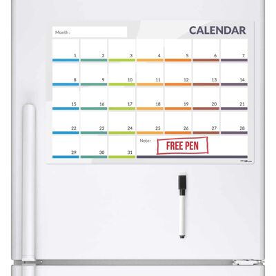 Calendario para nevera, planificador mensual magnético, pizarra blanca con marcador A3