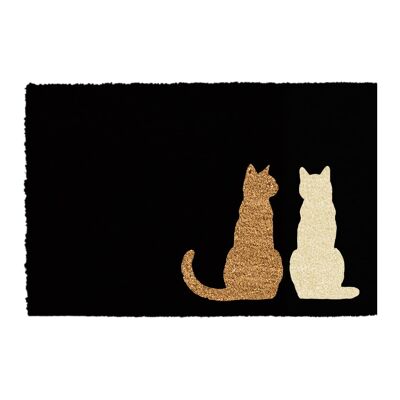 Paillasson deux chats assis (imprimé noir/blanc pâle)