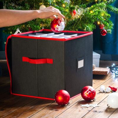CKB Ltd Boîte de rangement pour boules de Noël, décorations de Noël, noire