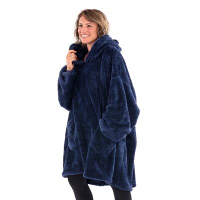 Couverture à capuche Snug Rug bleu marine, couverture portable surdimensionnée à capuche pour adultes