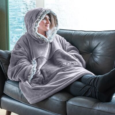 Snug Rug Eskimo - Coperta indossabile lilla grigia con cappuccio oversize per adulti